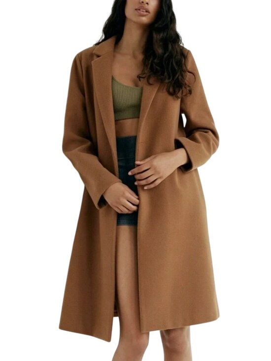 Zara Jackets & Blazers - Zara Basic Soft Camel Coat Long Open Front Size Small